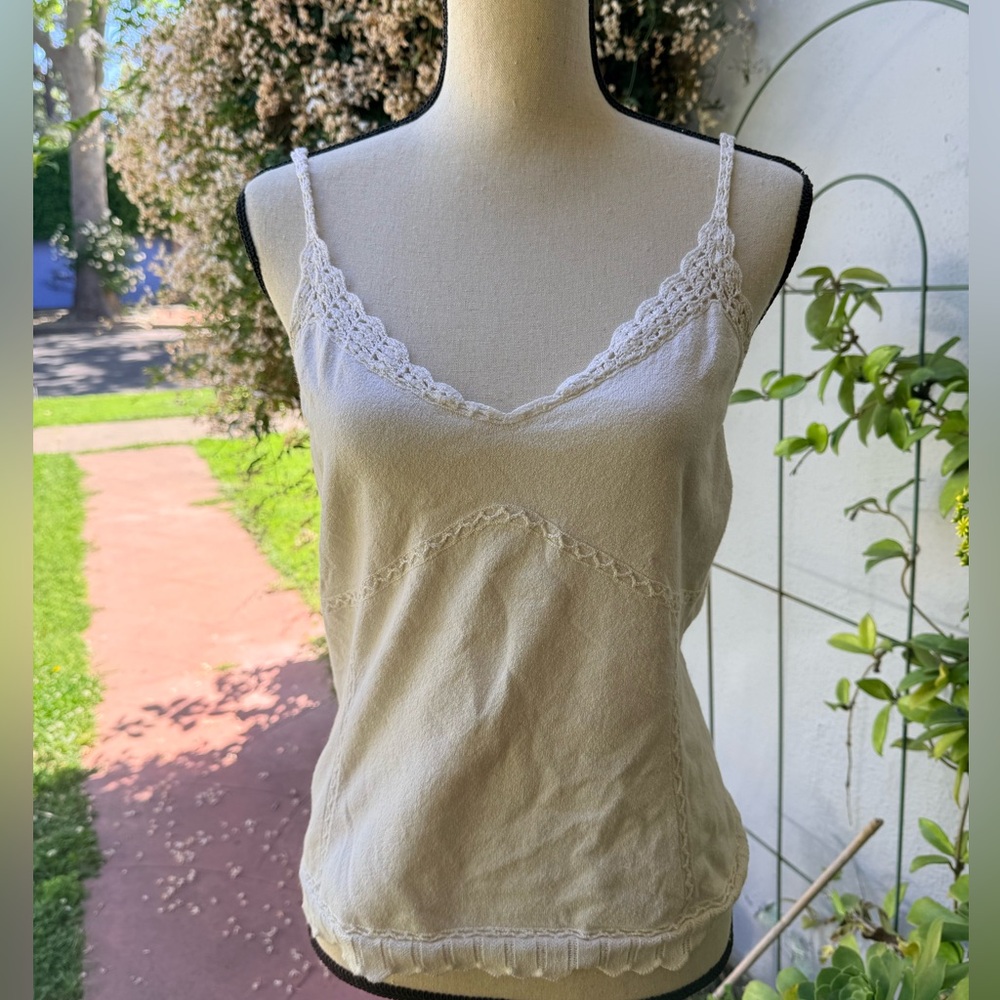 Express Cream Lace-Trim Camisole Tank